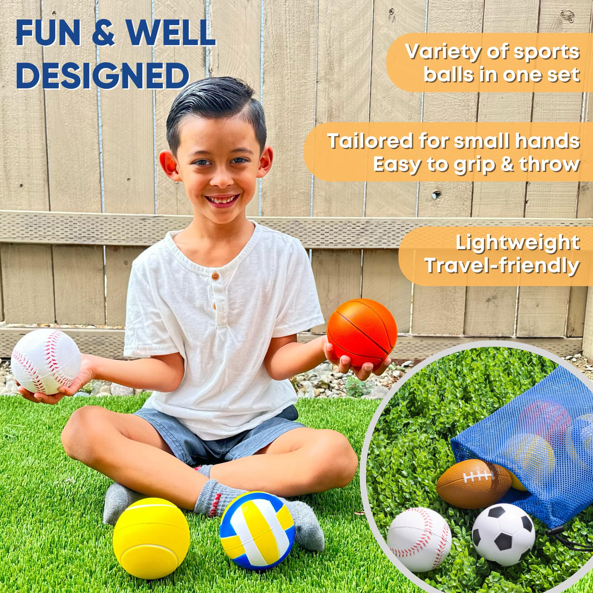 EH.DT mini soccer foam ball for kids, supports hand-eye coordination.