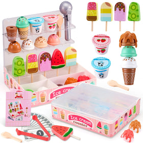 Ehome 2-in-1 foldable ice cream counter for imaginative pretend play and organization