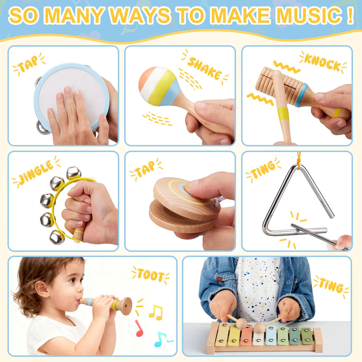 Ehome Baby Musical Instrument Set Triangle: delivers clear tones for early listening skills