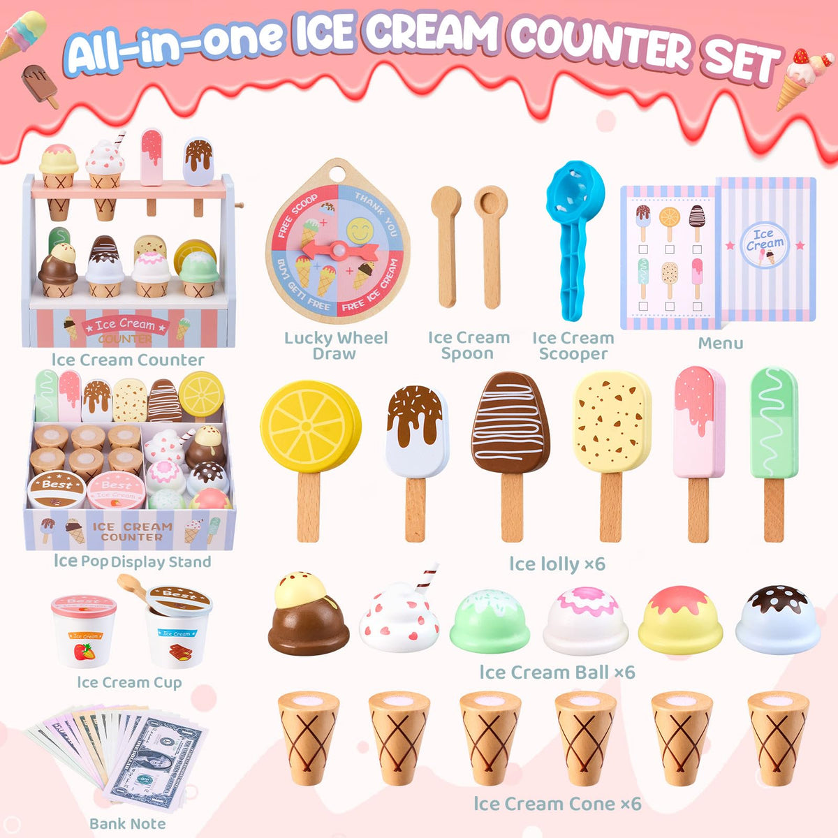Ehome ice cream scoops in bright colors encourage counting and sharing