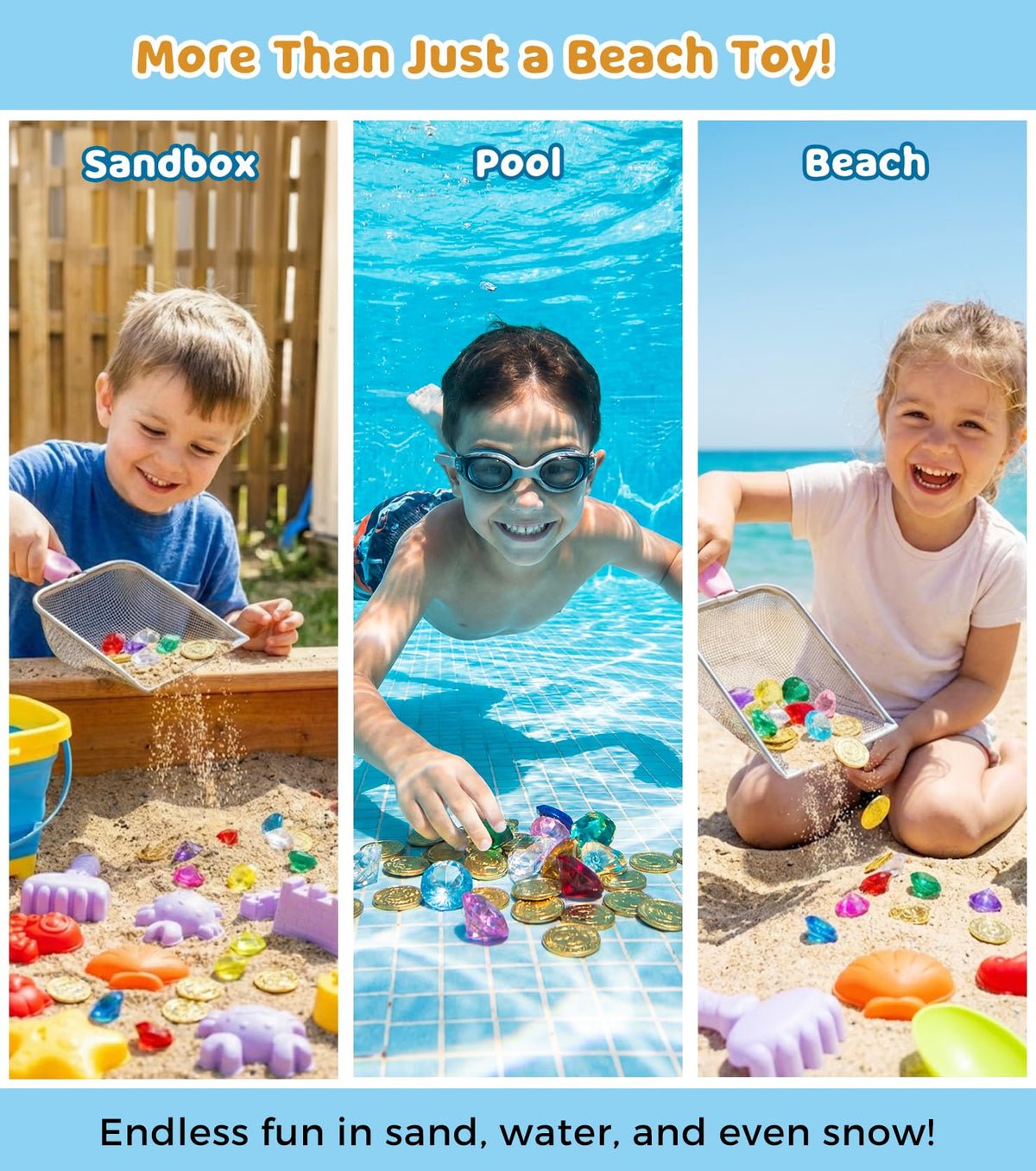 Eicaus gold coins for exciting sand treasure hunts