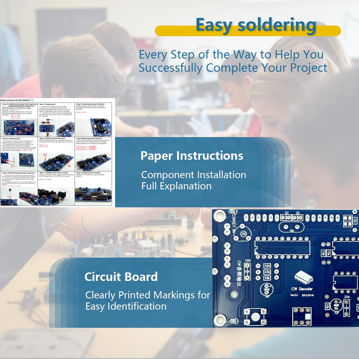 EIELEDIY PCB with clear labeling and complete installation instructions