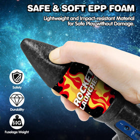 Eieymct rocket launcher uses rechargeable battery for multiple sessions per charge.