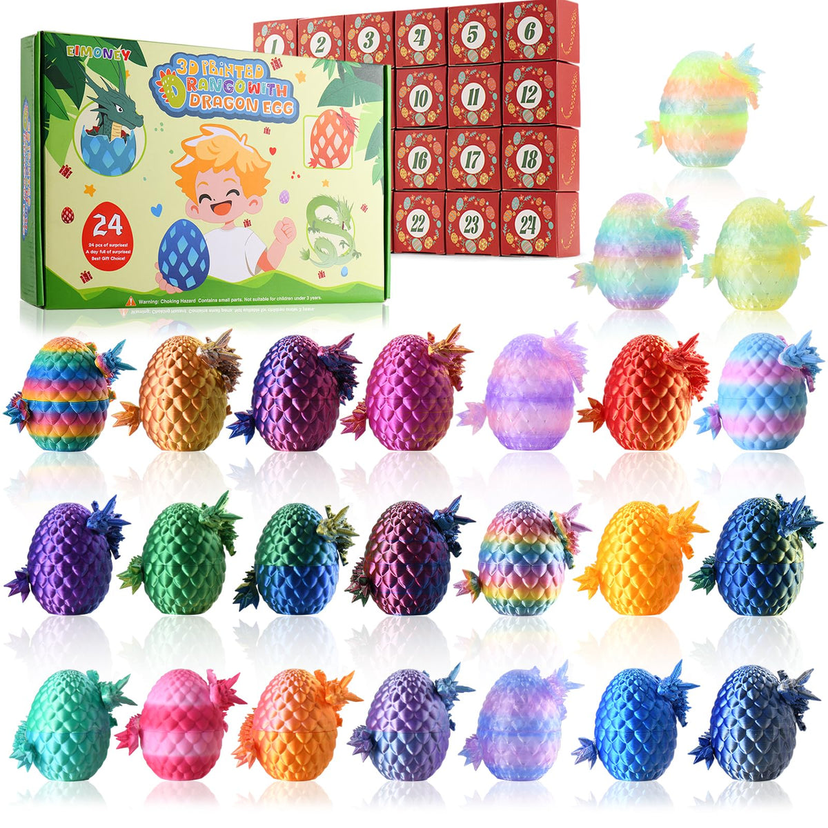EIMONEY Advent Calendar 24-day countdown with dragon eggs for daily surprises