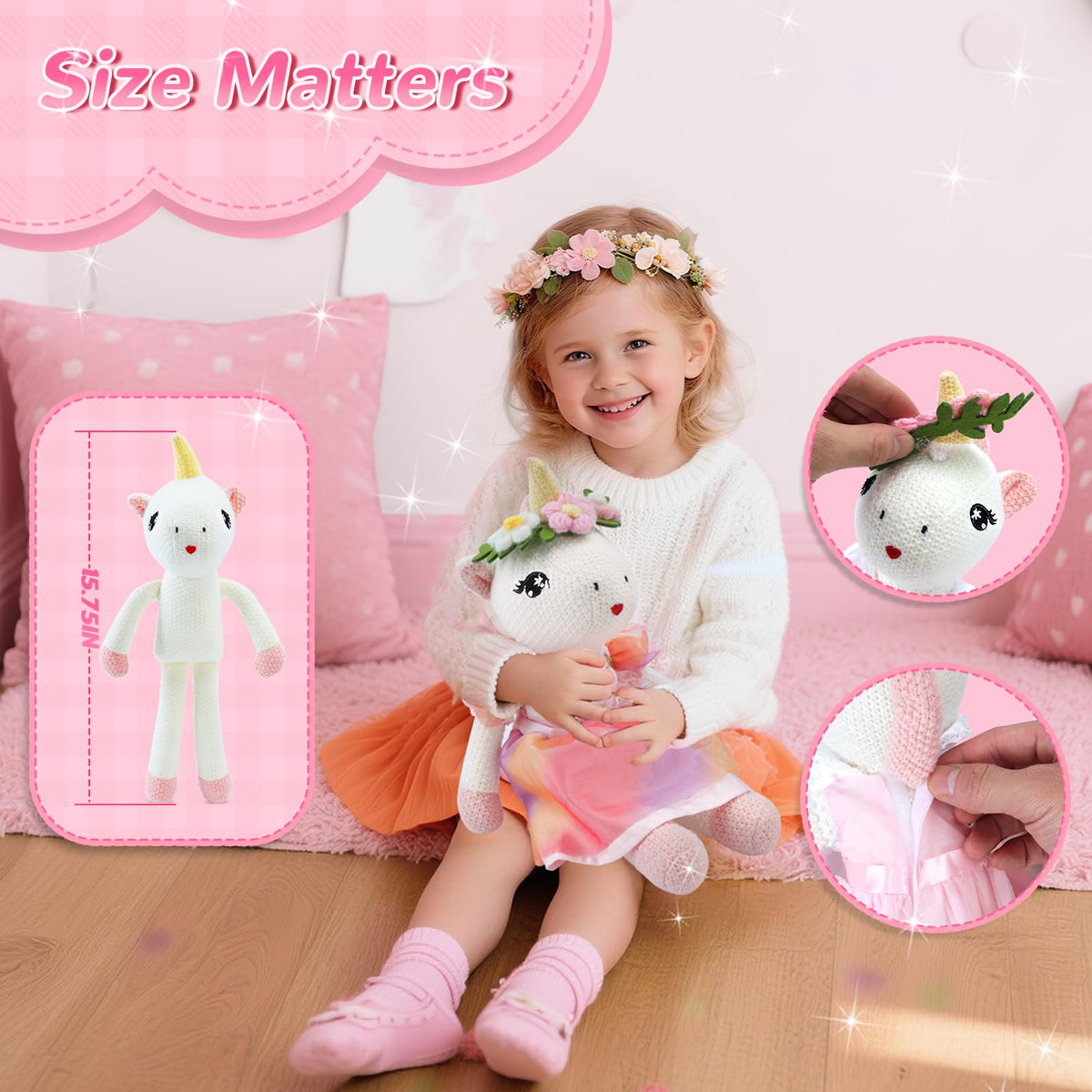 Eiranss Unicorns doll in rainbow dress supports vibrant storytelling