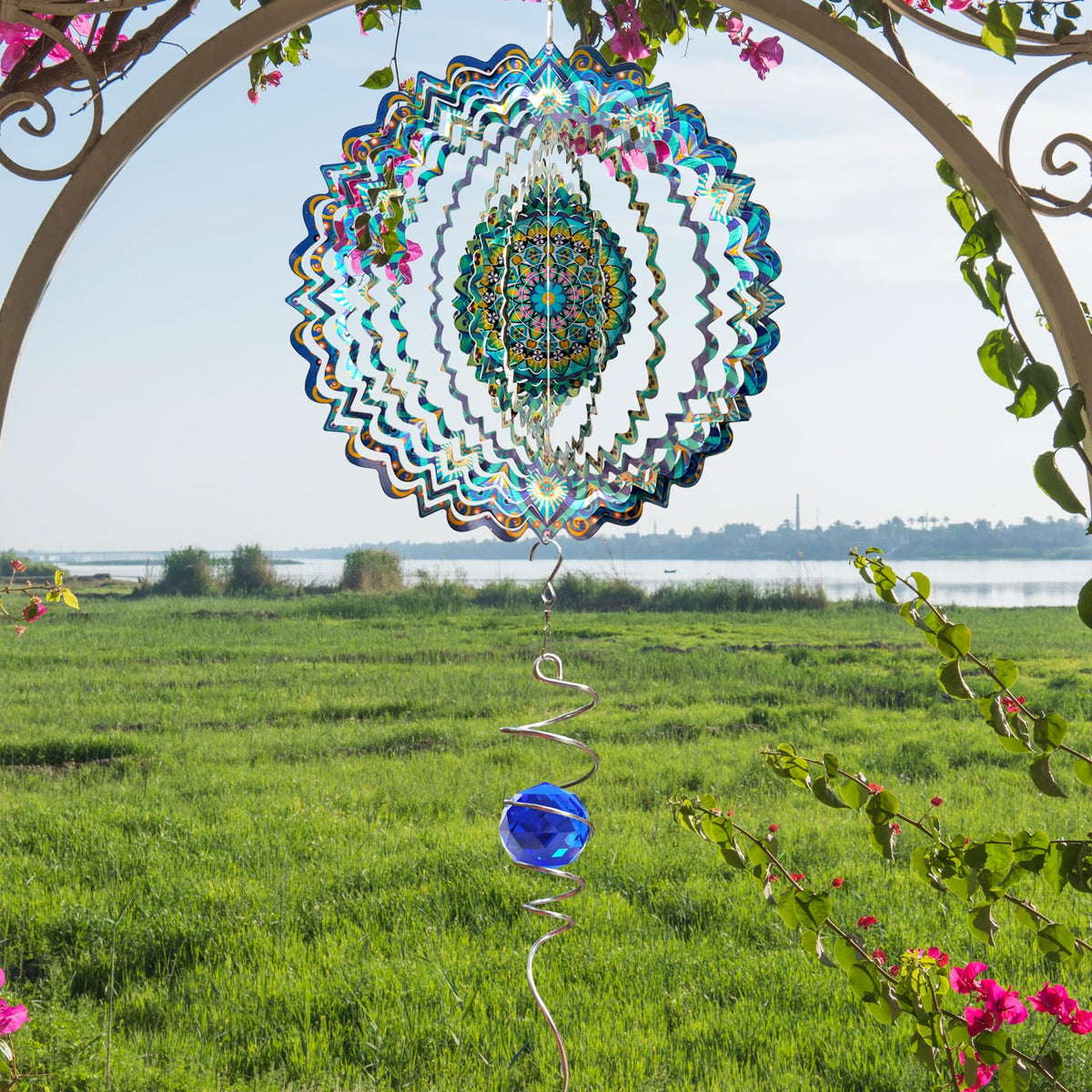 Eiryhope stainless steel wind spinner with epoxy finish resists rust outdoors.