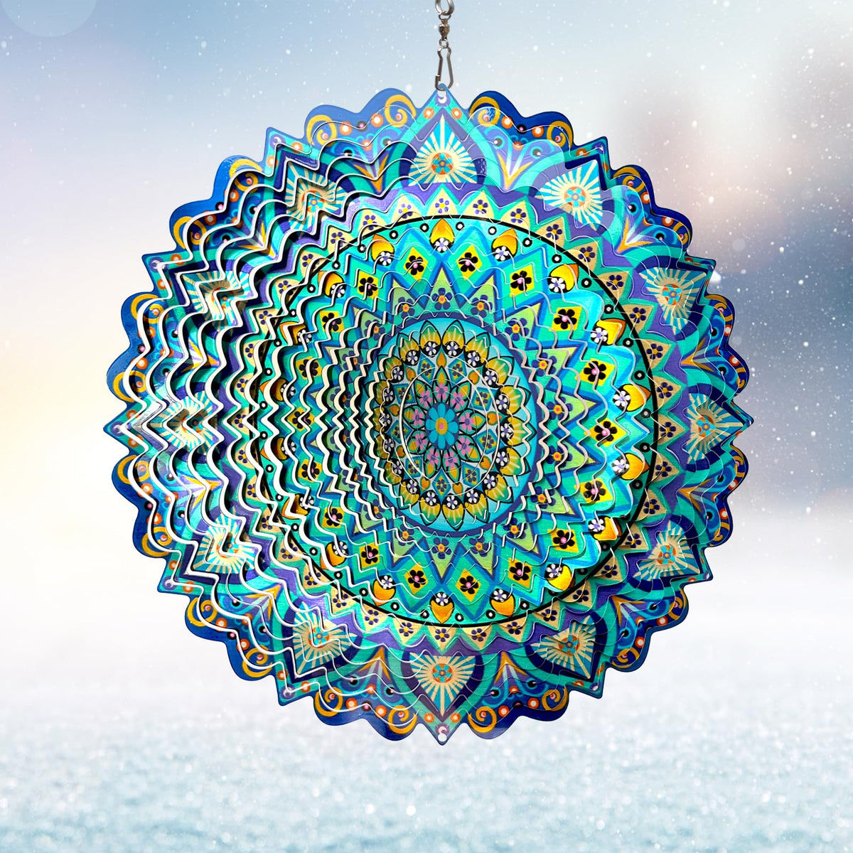 Eiryhope mandala peacock wind spinner 12in spinning smoothly adds color and movement to outdoors.