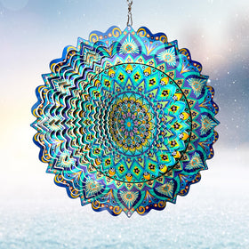 Eiryhope mandala peacock wind spinner 12in spinning smoothly adds color and movement to outdoors.