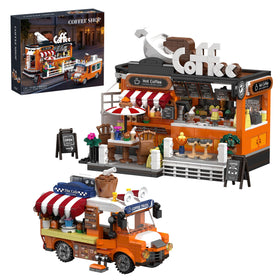 EITOLNR City Coffee House building set front view ideal for imaginative play and display