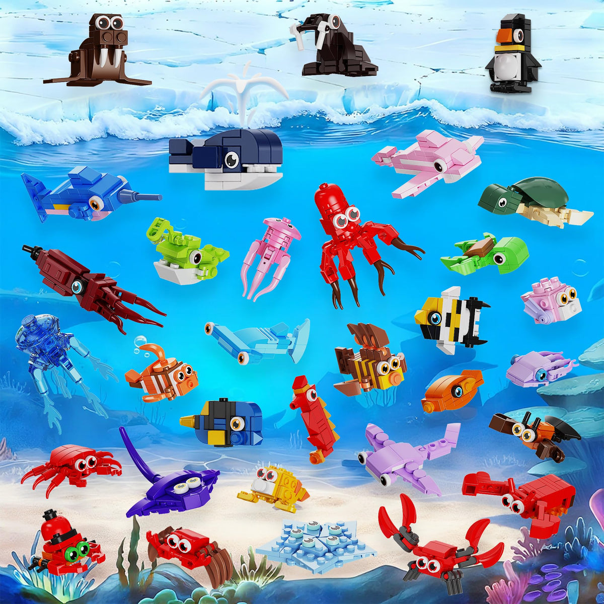 EITOLNR lionfish mini-building-blocks with detailed design for imaginative play.