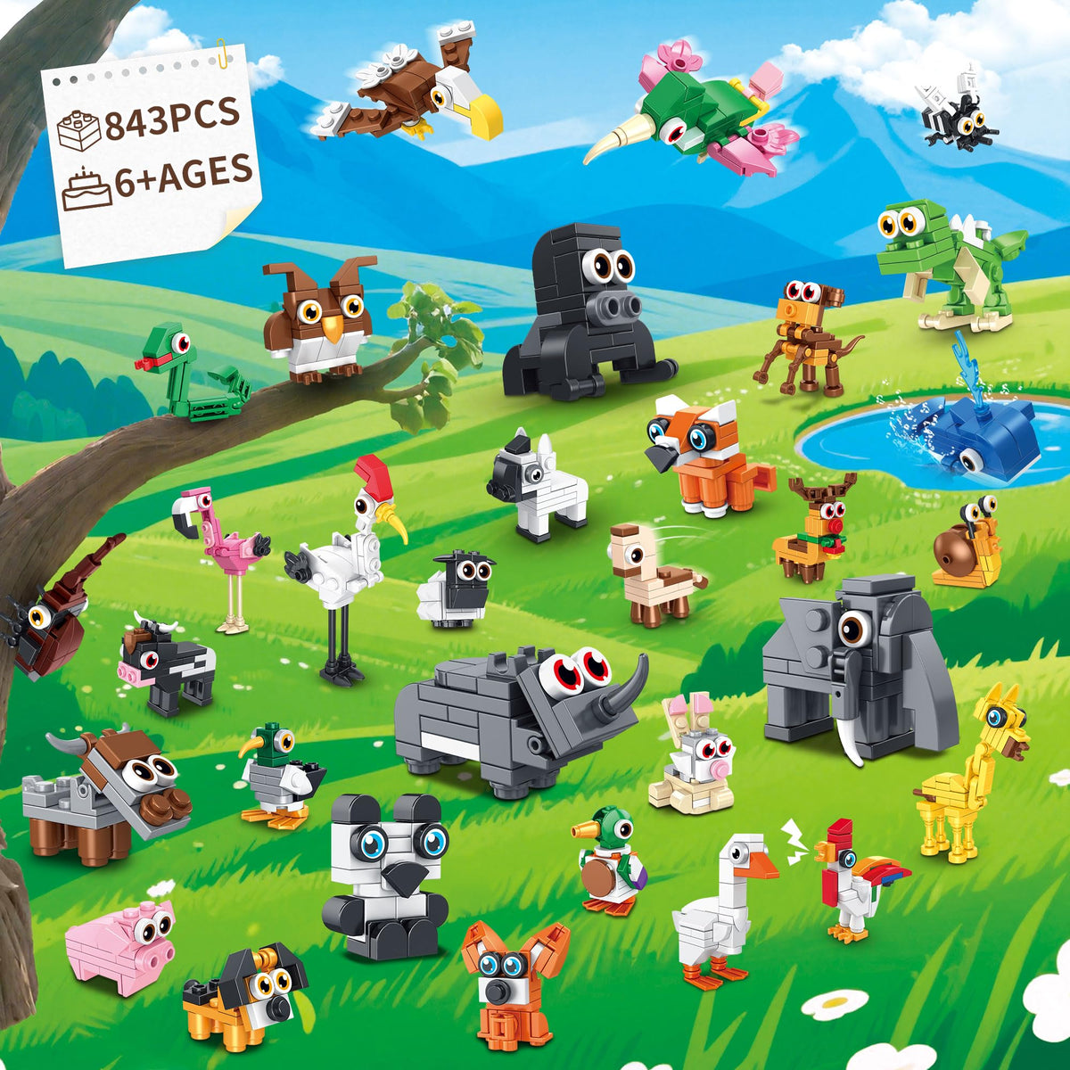 EITOLNR mini animal blocks ready for party favors and classroom fun.