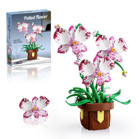 EITOLNR Orchid Building Blocks Set with lifelike petals for realistic home or office decor.