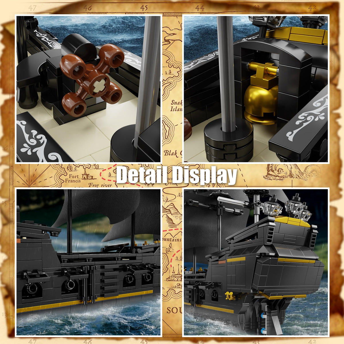 EITOLNR Pirate Ship interior compartments, inviting imaginative play setups.