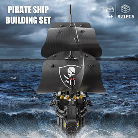 EITOLNR Pirate Ship left side, dramatic black hull enhances home decor.