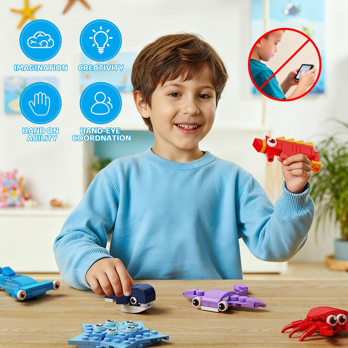 EITOLNR shark mini-blocks support fine motor skills during hands-on assembly.
