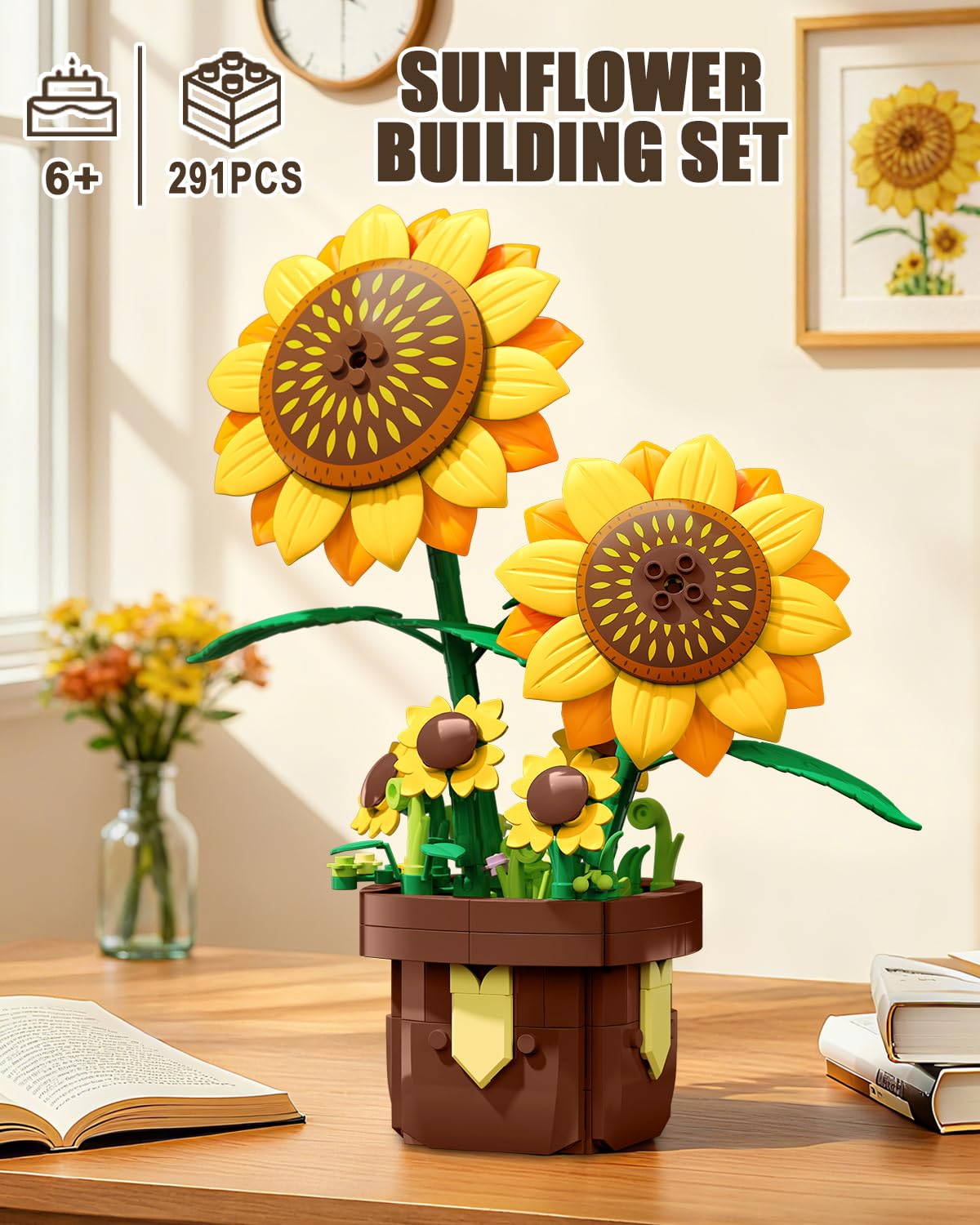 EITOLNR sunflower-building-set close-up shows petals and color rich details