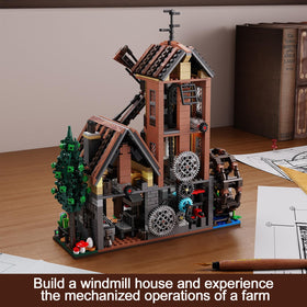 EITOLNR mechanical linkage activates windmill and waterwheel for interactivity