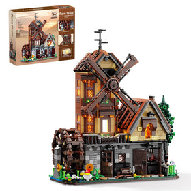 EITOLNR wood cabin windmill on the roof, dynamic display focus
