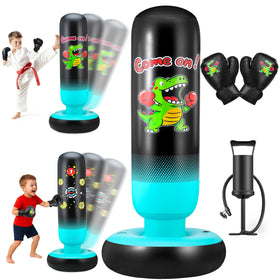 EIVONDA 65-inch dinosaur punching bag front view with durable PVC for kids