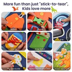 Ejanmilar zipper and button section supports fine motor skill development.