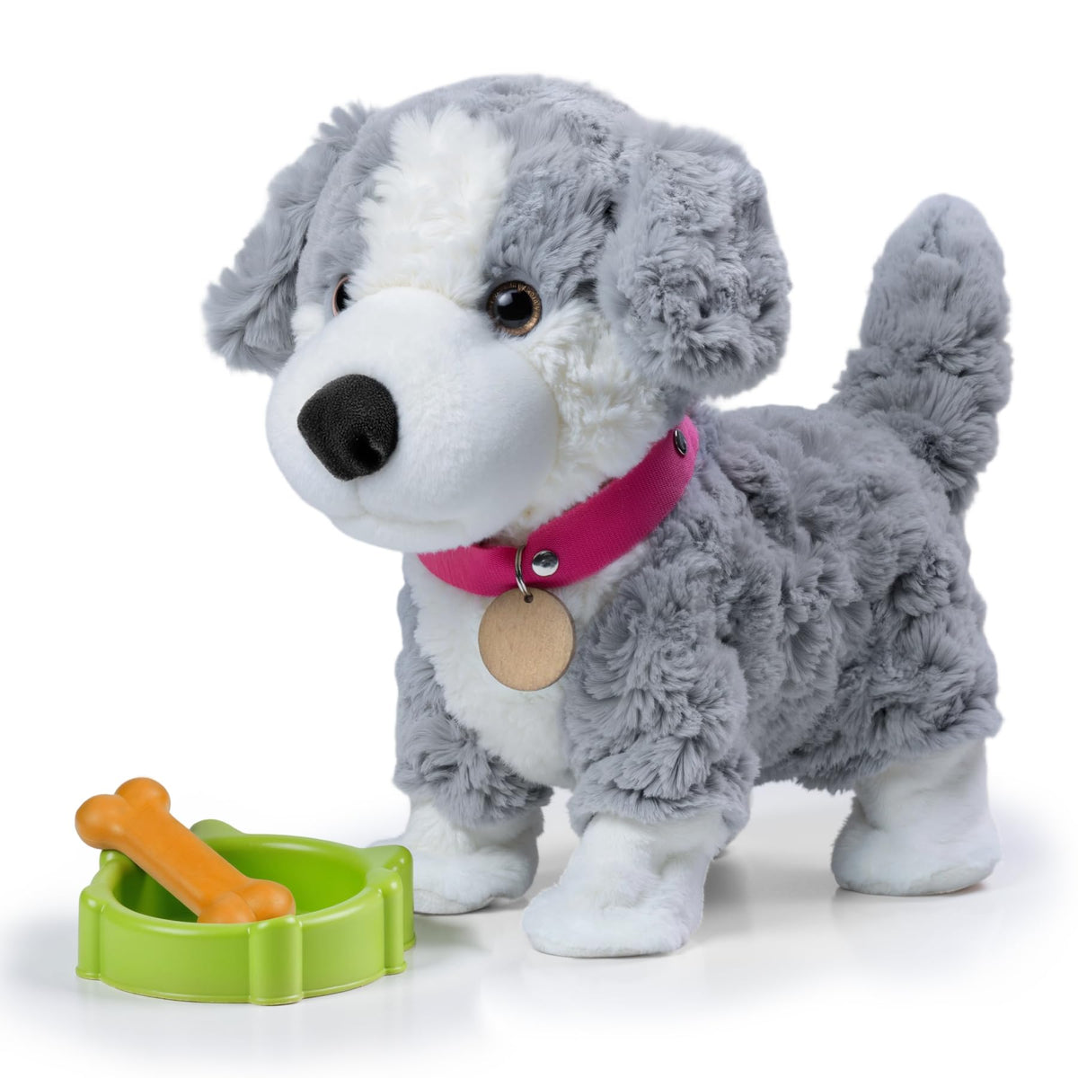eJog Pup electronic interactive plush dog with belly switch for easy operation and play