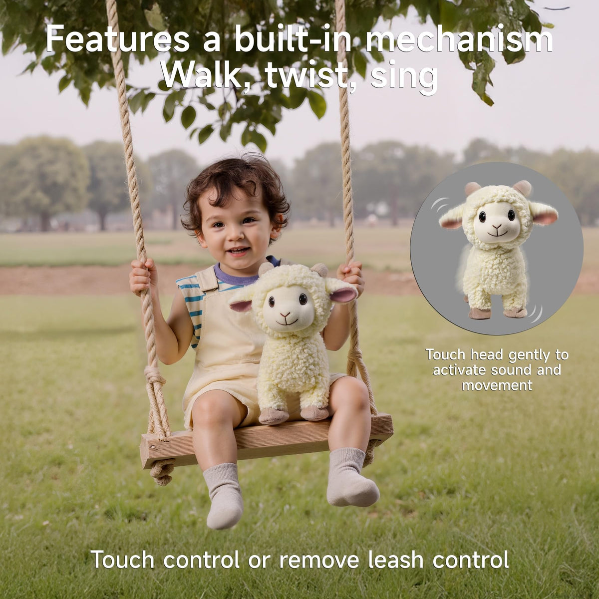 eJog Pup machine-embroidered eyes keep small parts securely attached.