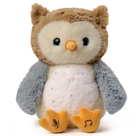 eJog Pup Owl plush face close-up inviting cuddles
