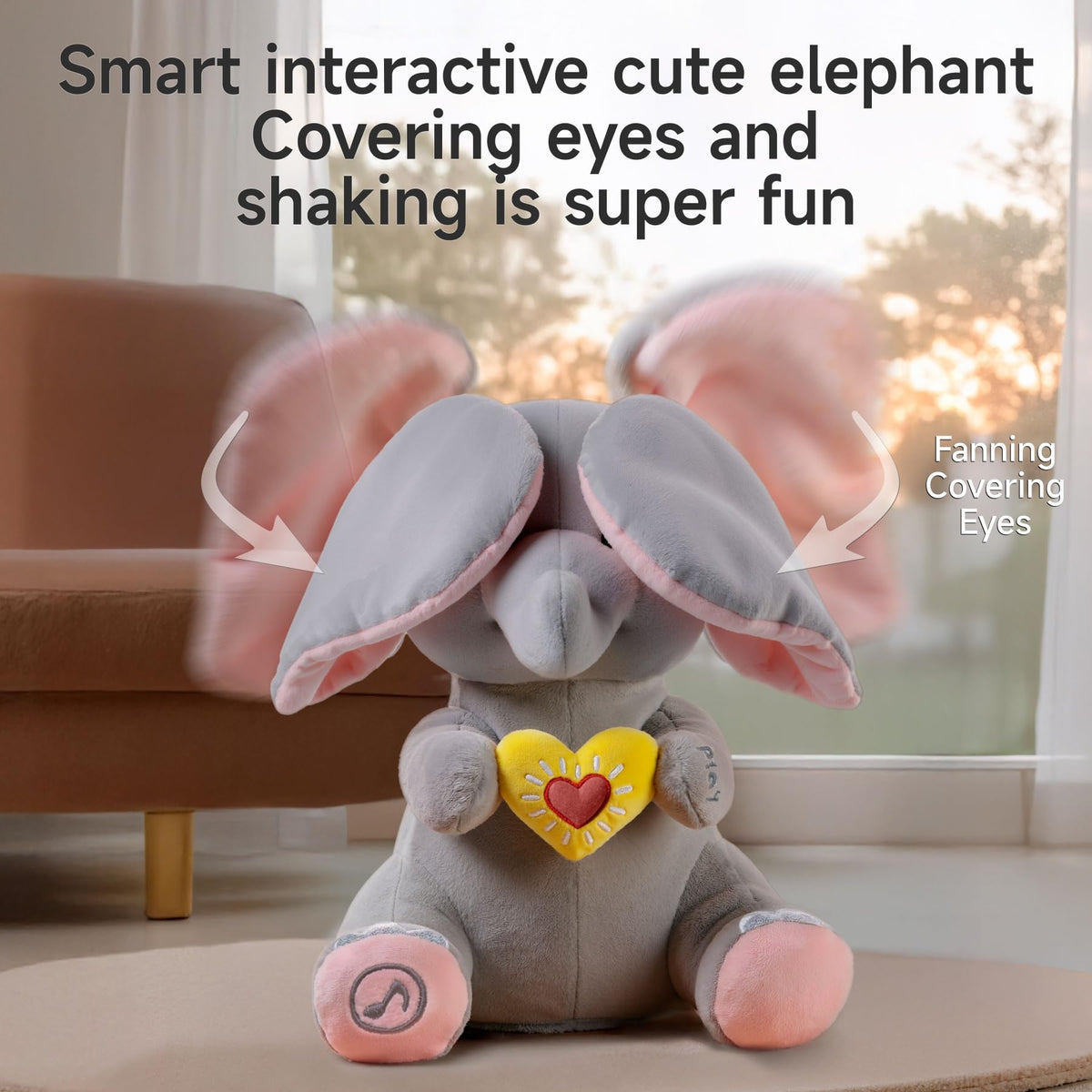 eJog Pup Peek a Boo Elephant Toy flapping ears in action invites joyful exploration