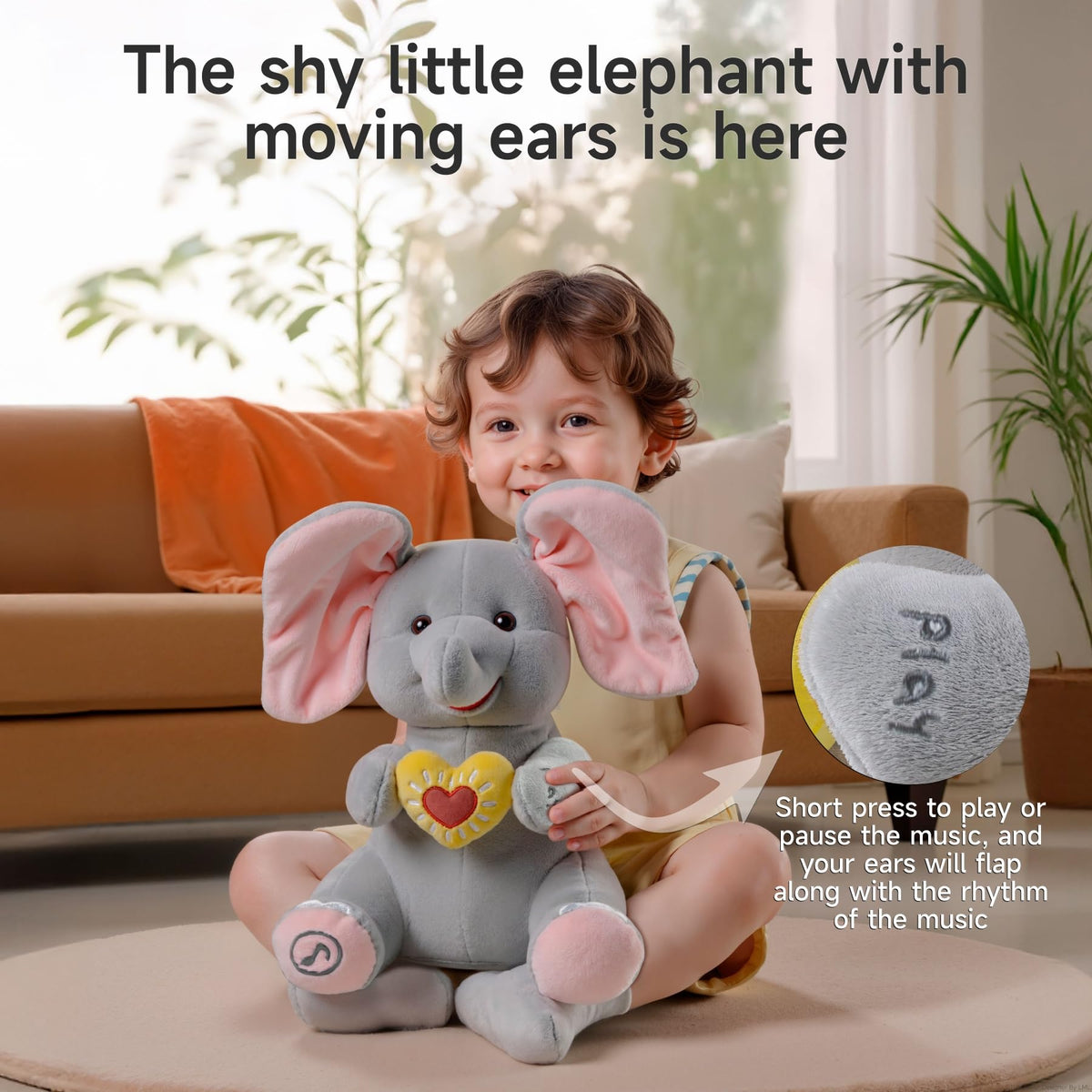 eJog Pup Peek a Boo Elephant Toy peekaboo reveal brings smiles during playtime