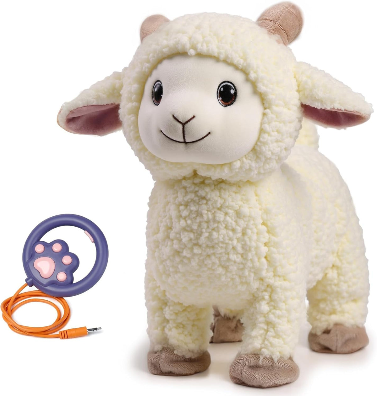 eJog Pup walking lamb with leash offers gentle motion for baby play.