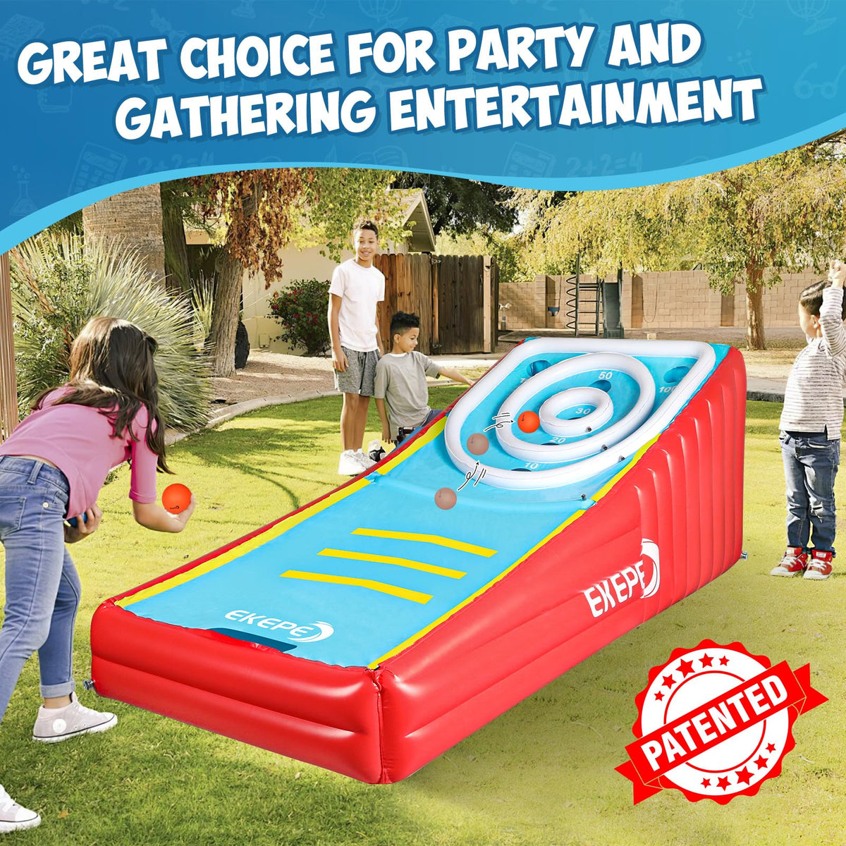 EKEPE inflatable score ball game with two sponge balls included