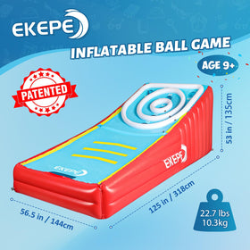 EKEPE inflatable score ball game player throwing sponge ball toward scoring ramp