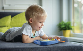 eKids Blippi Book music and sounds mode encourages listening.