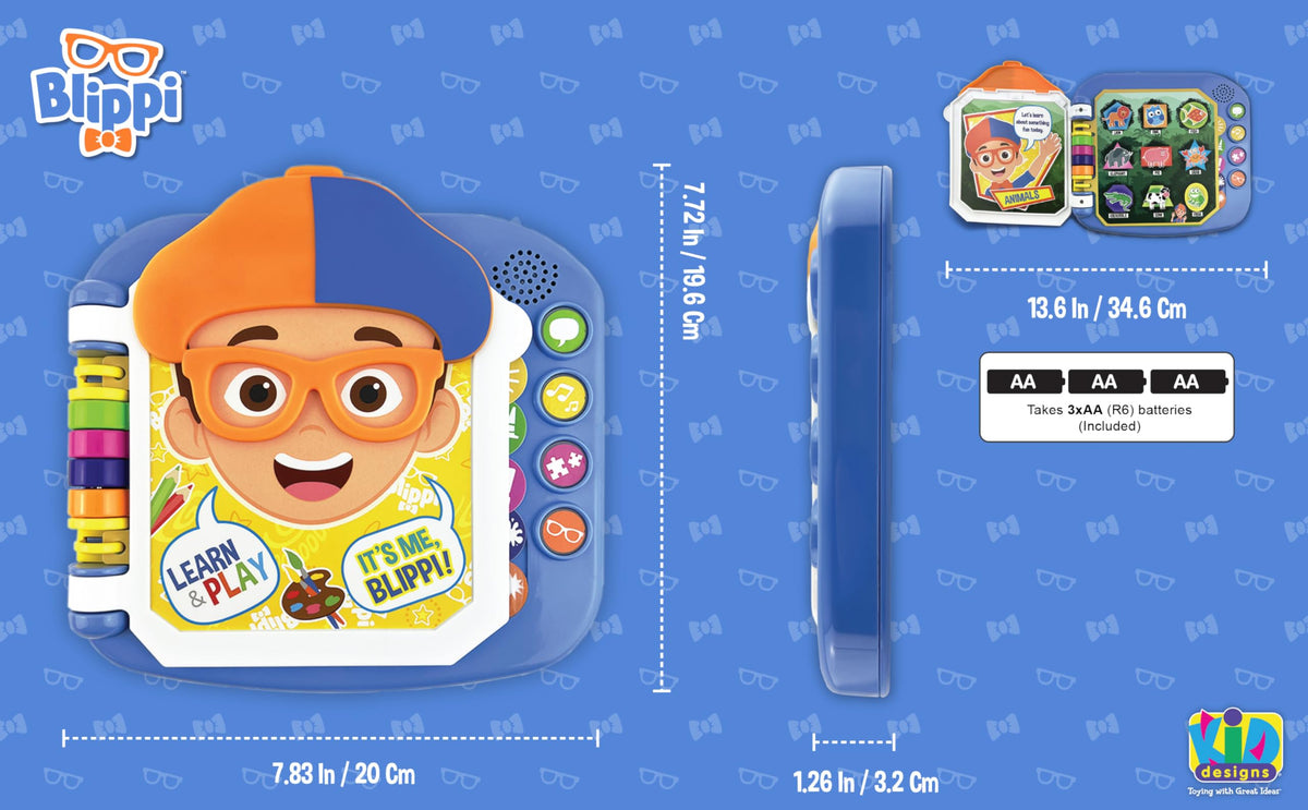 eKids Blippi Book shapes and colors mode clarifies concepts.