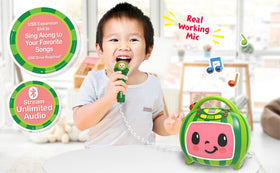 ekids Cocomelon karaoke machine with microphone for sing along sessions
