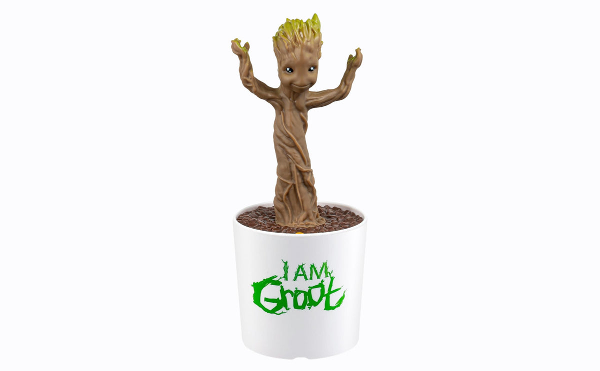 ekids Guardians of the Galaxy Baby Groot dancing figure with built-in music for interactive play.
