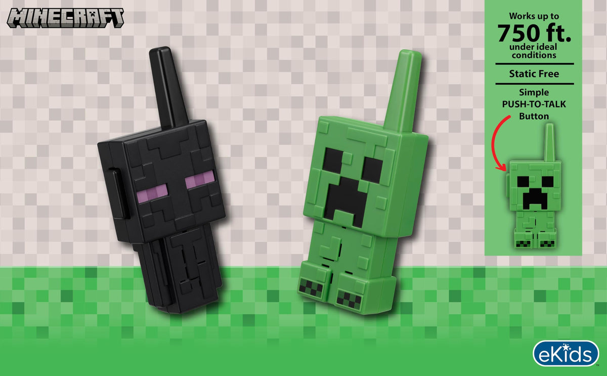 ekids Minecraft Walkie Talkies outdoor play scene for coordinated adventures.