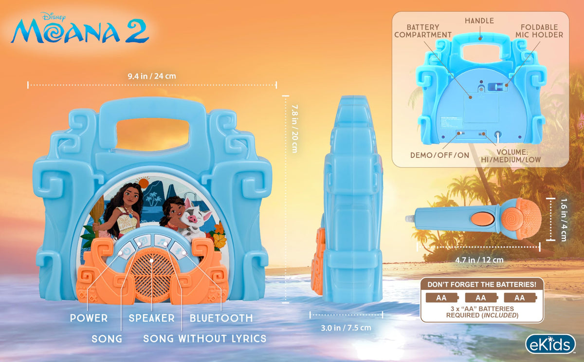 eKids Moana built-in music for quick sing-along sessions