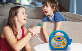 eKids Ms Rachel USB port, expand music library with USB drive.