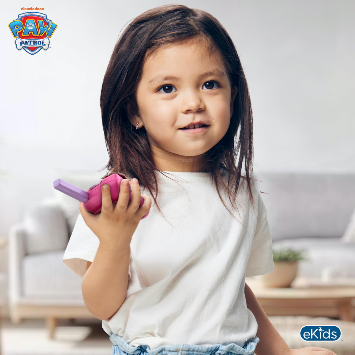 ekids Paw Patrol walkie talkie pair play demonstrates two units for cooperative games
