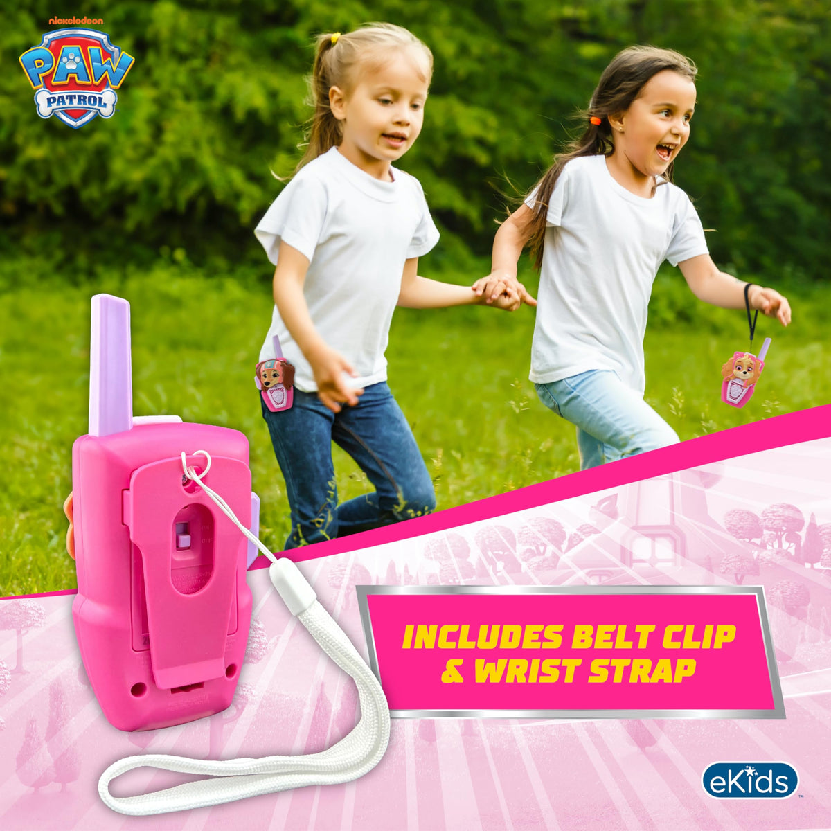 ekids Paw Patrol walkie talkie Skye closeup highlights cute sculpted details