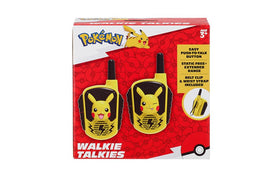eKids Pikachu walkie talkies in outdoor adventure setup.