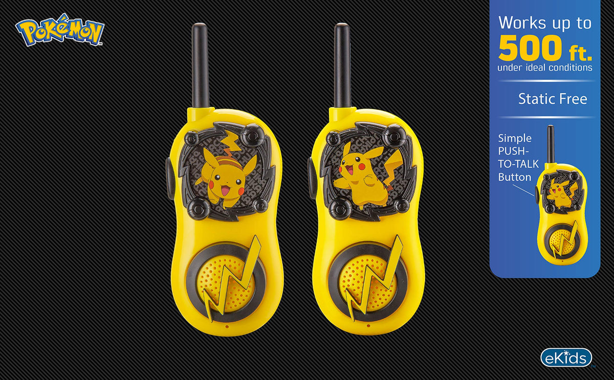 eKids walkie talkies with kid friendly controls for easy push to talk use.