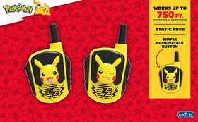 eKids Pokemon Walkie Talkies Pikachu back view for easy grip.