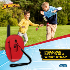 ekids Spiderman walkie talkie controls close-up for easy use