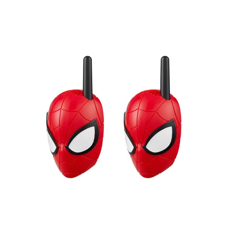 ekids Spiderman walkie talkie push-to-talk button close-up