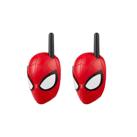 ekids Spiderman walkie talkie push-to-talk button close-up