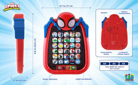 ekids Spidey tablet adventure mode guides themed learning adventures.