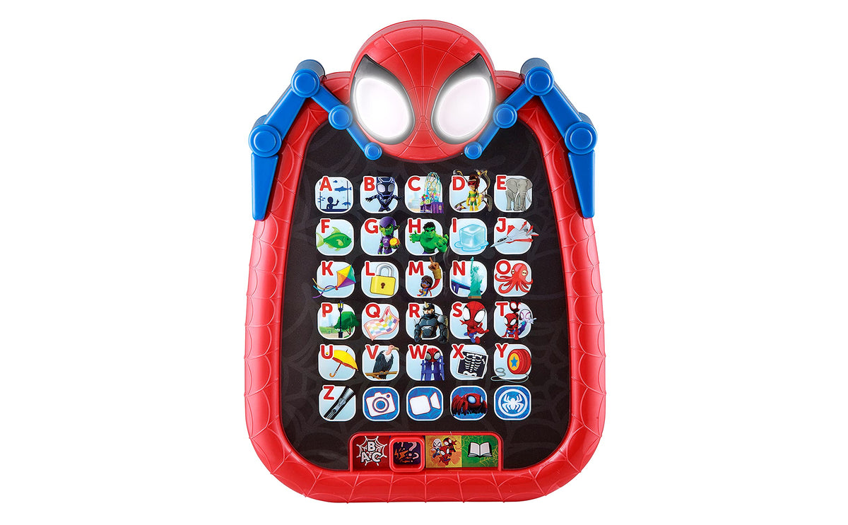 ekids Spidey tablet with letters mode supports early literacy and phonics practice.