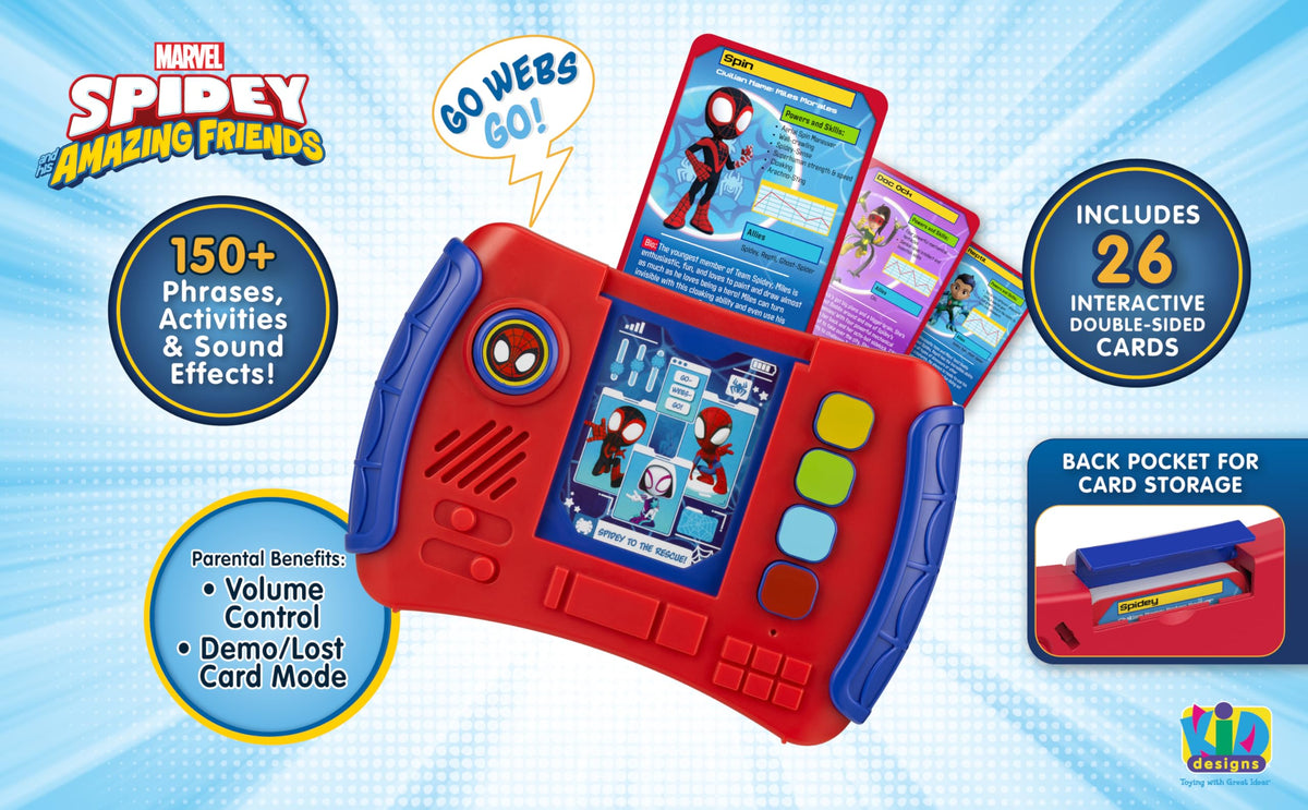 ekids Spidey Web-Ster learning activities show letters, numbers, shapes for curious preschoolers